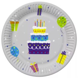 Happy Birthday papírtányér, party tányér 8 DARABOS, 18 cm Nr10