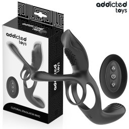 Addicted Toys Pniszgyr Ketts stimulci, 10 rezgsmd, USB tlthet, vzll, 17 cm fekete