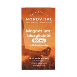 Nordvital Magnézium-biszglicinát 800 mg + B6-vitamin kapszula 30X