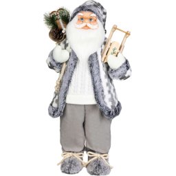 Dekoráció MagicHome Karácsony, Mikulás, fehér-szürke, 60 cm