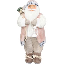 Dekoráció MagicHome Karácsony, Mikulás, ajándékkal, fehér, 46 cm