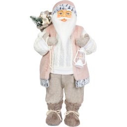 Dekoráció MagicHome Karácsony, Mikulás, ajándékkal, fehér, 60 cm