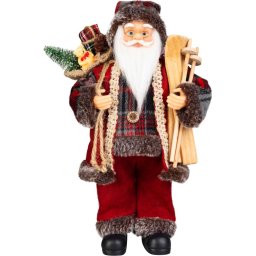 Dekoráció MagicHome Karácsony, Mikulás, ajándékkal, piros, 46 cm