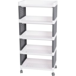 Polc MagicHome Rolly, műanyag, 5 polcos, 49x29x97 cm, görgős