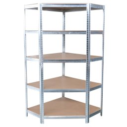 Polc Racks RAT80, sarok, fém, MDF, 5 polcos, 180x90x40 cm, max. 150 kg/polc