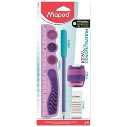 MAPED Írószer készlet, 4 darabos, MAPED "Kidy Learn Concentration", lila