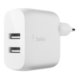 Belkin BOOST CHARGE kettős 24 W-os USB-A fali töltő, fehér