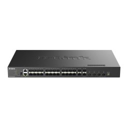 D-Link DXS-3410-32SY/E 10G 3. rétegű, egymásra helyezhető, menedzselt kapcsoló, 28 db 10G SFP , 4 db 25G SFP28