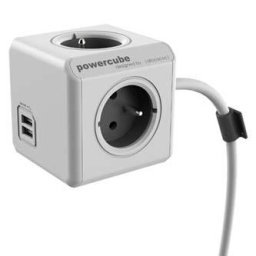 230 V-os hálózati hosszabbító kábel, CEE7 (dugó) – POWERCUBE, 1,5 m, EXTENDED USB, szürke, POWERCUBE, 4 aljzat, PD 20 W A C