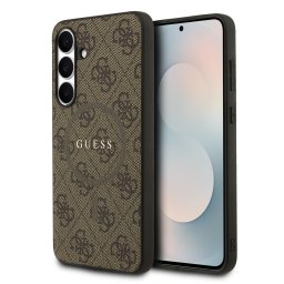 Guess Leather 4G Colored Ring Classic Logo MagSafe Samsung Galaxy S25 FE kemény hátlap tok, barna