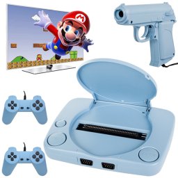 Retro TV játékkonzol beépített játékokkal, 2 joystick + pisztollyal, RCA csatlakozóval