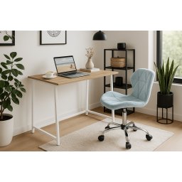 Dolgozószobai szett – összecsukható íróasztal ZARIMO 80×40 cm fehér + irodai szék AVOLA VELVET világoskék