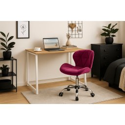 Dolgozószobai szett – összecsukható íróasztal ZARIMO 80×40 cm fehér + irodai szék AVOLA VELVET bordó
