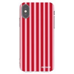 Átlátszó szilikon tok az alábbi mobiltelefonokra Apple iPhone X/XS - Lines red