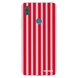 Átlátszó szilikon tok az alábbi mobiltelefonokra Huawei Y7 2019 - Lines red