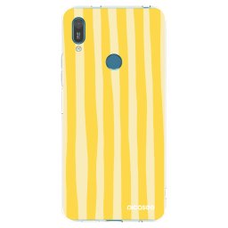 Átlátszó szilikon tok az alábbi mobiltelefonokra Huawei Y7 2019 - Lines lemon