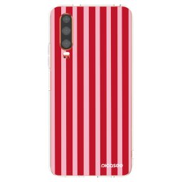 Átlátszó szilikon tok az alábbi mobiltelefonokra Huawei P30 - Lines red