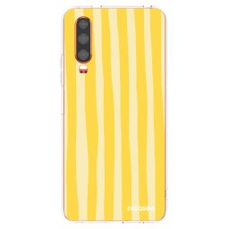 Átlátszó szilikon tok az alábbi mobiltelefonokra Huawei P30 - Lines lemon
