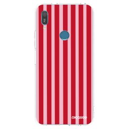 Átlátszó szilikon tok az alábbi mobiltelefonokra Huawei Y6 2019 - Lines red