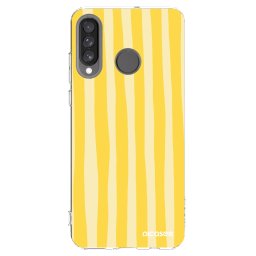 Átlátszó szilikon tok az alábbi mobiltelefonokra Huawei P30 Lite - Lines lemon