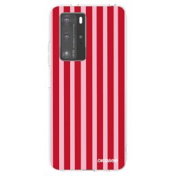 Átlátszó szilikon tok az alábbi mobiltelefonokra Huawei P40 Pro - Lines red