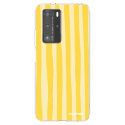Átlátszó szilikon tok az alábbi mobiltelefonokra Huawei P40 Pro - Lines lemon