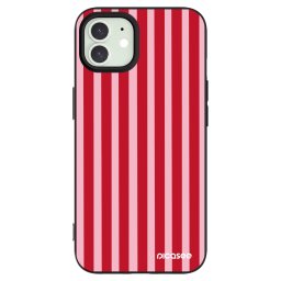 Fekete szilikon tok az alábbi mobiltelefonokra Apple iPhone 12 - Lines red