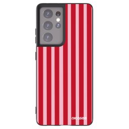 Fekete szilikon tok az alábbi mobiltelefonokra Samsung Galaxy S21 Ultra 5G G998B - Lines red
