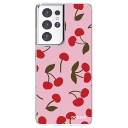 Átlátszó szilikon tok az alábbi mobiltelefonokra Samsung Galaxy S21 Ultra 5G G998B - Cherry