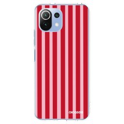 Átlátszó szilikon tok az alábbi mobiltelefonokra Xiaomi Mi 11 Lite - Lines red