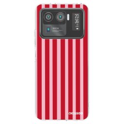 Átlátszó szilikon tok az alábbi mobiltelefonokra Xiaomi Mi 11 Ultra - Lines red