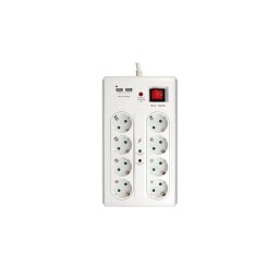 8 utas elosztó kapcsolóval 2 x USB +túlfesz+ túláram védelem 3 méter