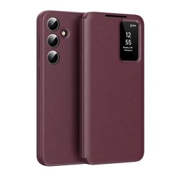 Tok álló (aktív FLIP, oldalra nyíló, Smart View Cover) BORDÓ Samsung Galaxy A55 5G (SM-A556)