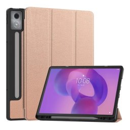 Tok álló, bőr hatású (aktív FLIP, oldalra nyíló, TRIFOLD, asztali tartó, ceruza tartó) ROZÉARANY Lenovo Idea Tab Pro (TB373FU) WIFI