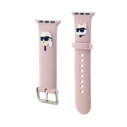 KARL LAGERFELD KARL AND CHOUPETTE HEAD NFT pótszíj (egyedi méret, kicsi, szilikon, fém csat) RÓZSASZÍN Apple Watch Series 5 40mm, Watch Series 4 40mm, Watch Series 3 38mm