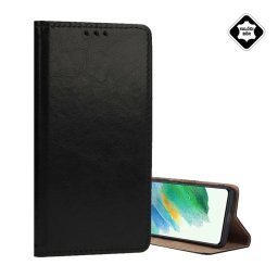 Tok álló, valódi bőr (FLIP, oldalra nyíló, asztali tartó) FEKETE Samsung Galaxy A17 5G (SM-A176)