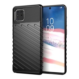 Szilikon telefonvédő (ütésállóság, csíkos, dombor minta) FEKETE Samsung Galaxy Note 10 Lite (SM-N770F)