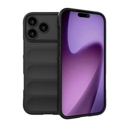 Szilikon telefonvédő (ütésállóság, kameravédő, 3D) FEKETE Apple iPhone 17 Pro
