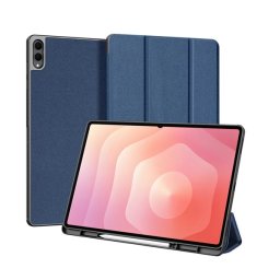 DUX DUCIS DOMO tok álló, bőr hatású (aktív FLIP, oldalra nyíló, TRIFOLD, asztali tartó, ceruza tartó) SÖTÉTKÉK Samsung Galaxy Tab S11 Ultra 5G (SM-X936B), Galaxy Tab S11 Ultra WIFI (SM-X9