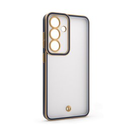 Szilikon telefonvédő (ütésállóság, matt, műanyag hátlap, kameravédő) ARANY/SÖTÉTKÉK Samsung Galaxy S25 (SM-S931)