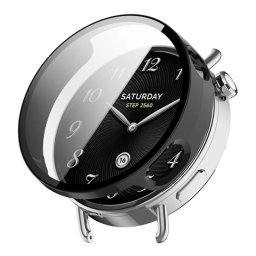 Műanyag keret (BUMPER, ütésállóság + kijelzővédő üveg) FEKETE Xiaomi Watch S4 41mm