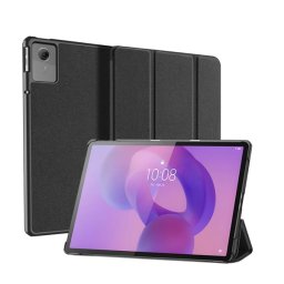 DUX DUCIS DOMO tok álló, bőr hatású (aktív FLIP, oldalra nyíló, TRIFOLD, asztali tartó, textil minta) FEKETE Lenovo Idea Tab (TB336ZU) 5G