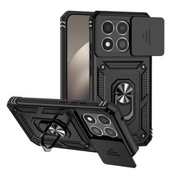 Defender szilikon telefonvédő (ütésállóság, tartógyűrű, kameravédő) FEKETE Xiaomi 15T