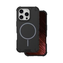 Defender műanyag telefonvédő (ütésállóság, légpárnás sarok, matt, szilikon belső, MagSafe) FEKETE Apple iPhone 14 Pro
