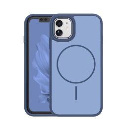 Szilikon telefonvédő (műanyag hátlap, ütésállóság, légpárnás sarok, kameravédő, MagSafe) SÖTÉTKÉK Apple iPhone 11