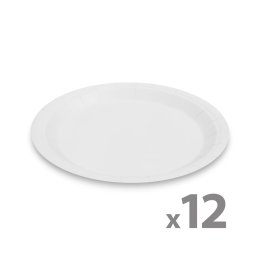 Papírtányér szett - fehér - 23 cm - 12 db / csomag