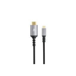 AVAX Kábel, USB-C/HDMI 2.0, fonott, 1,5 m, AVAX "AV9021", fekete-alumínium