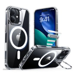 ESR CLASSIC HYBRID szilikon telefonvédő (ütésállóság, légpárnás sarok, kitámasztó, MagSafe) ÁTLÁTSZÓ Apple iPhone 17