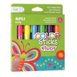 Tempera kréta készlet, APLI Kids "Color Sticks Fluor", 6 fluoreszkáló szín