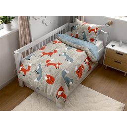 Pamut ágynemű kiságyba Renforcé FOXIVA szürke Ágyneműhuzat mérete: 45 x 65 cm | 90 x 135 cm